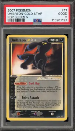 Pokemon Umbreon Gold Star POP Series 5 #17 PSA 2 - Image 1