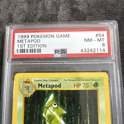 Pokemon PSA 8 Metapod 1st Edition Shadowless Base Set 54/102 WOTC 1999 - Image 3