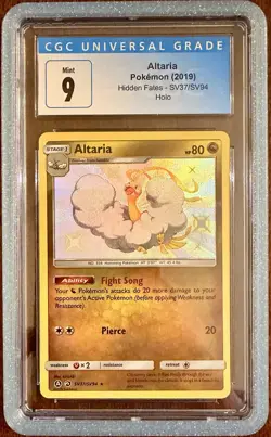 Pokemon Altaria Hidden Fates Holo Rare #SV37 CGC 9 Mint With slab guard - Image 1