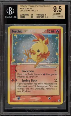 Pokemon Torchic Gold Star EX Team Rocket Returns Holo Rare #108 BGS 9.5 Gem Mint - Image 1