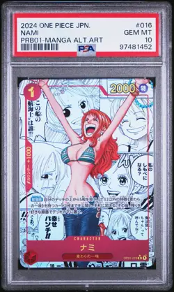 2024 ONE PIECE JAPANESE PRB01 #016 NAMI MANGA ALTERNATE ART PSA 10 - Image 1
