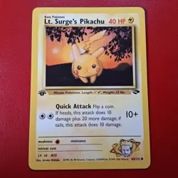 Lt. Surge's Pikachu 84/132 Gym Challenge Regular First Edition Wotc Pokemon Card - Image 1