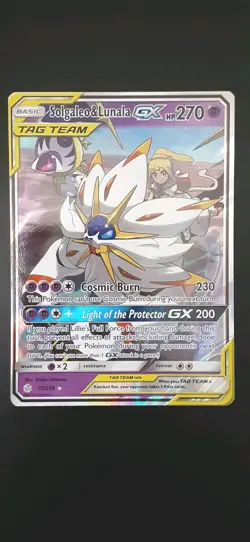 Pokemon TCG Solgaleo & Lunala GX Holo Card 75/236 Sun & Moon Cosmic Eclipse - Image 1