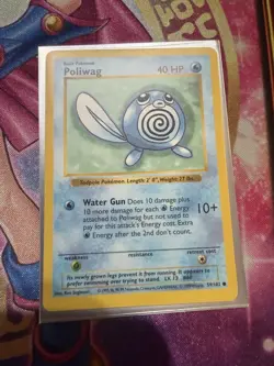 Poliwag 59/102 1999 Base Set Shadowless Pokemon Card WOTC Vintage Common - LP - Image 1