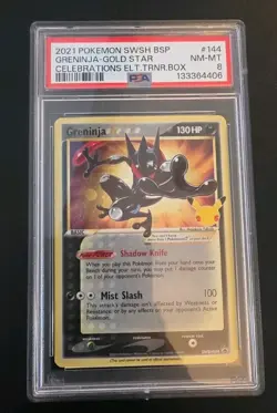 Pokemon TCG Greninja Gold Star Celebrations Promo Card SWSH144 Holo PSA 8 NM-MT - Image 1