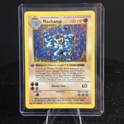 Pokemon TCG Machamp Base Set 8/102 Holo Shadowless 1st Edition Holo Rare Card - Image 1