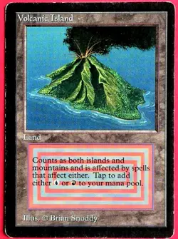 Magic MTG Beta Volcanic Island - Played - Authentic - Rare Blue Chip - Image 1