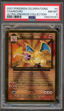 Pokemon Charizard Celebrations Ultra-Premium Coll. Gold Metal Promo #4 PSA 8 - Image 1