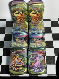 Pokemon Prismatic Evolutions Complete Set of 8 Mini Tins SEALED - Image 2