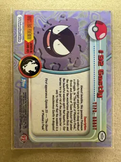 Gastly Pokemon 2000 Topps Foil #92 blue label - Image 2