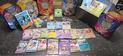 pokemon lot 1000+ cards including sealed packs, hits, dice, binder, etb holos - Image 1