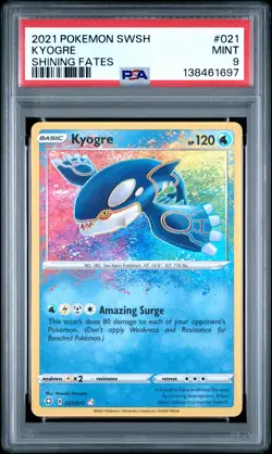 PSA 9 Kyogre Amazing Rare 021/072 Pokemon Shining Fates - Image 1