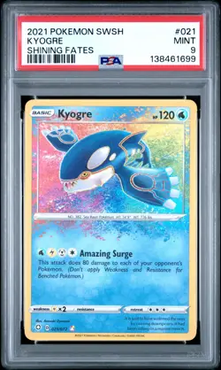PSA 9 Kyogre Amazing Rare 021/072 Pokemon Shining Fates - Image 1
