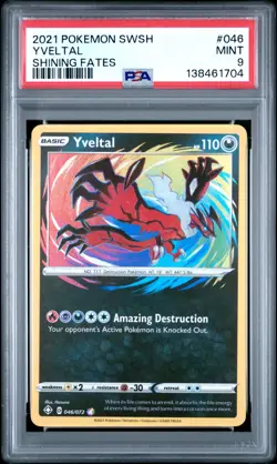 PSA 9 Yveltal Amazing Rare 046/072 Pokemon Shining Fates - Image 1