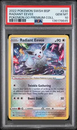 Pokemon Radiant Eevee Pokemon Go Premium Coll. Holo Promo SWSH230 PSA 10 - Image 1