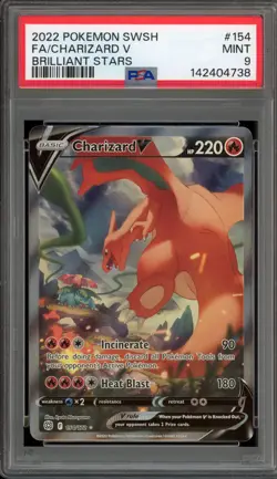 Pokemon Charizard V Brilliant Stars Full Alt Art #154 PSA 9 Mint - Image 1