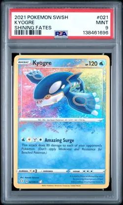 PSA 9 Kyogre Amazing Rare 021/072 Pokemon Shining Fates - Image 1
