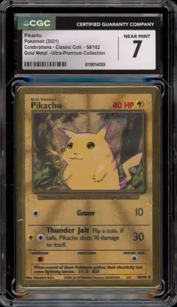 Pokemon Pikachu Celebrations Ultra-Premium Coll. Gold Metal Promo #58 CGC 7 - Image 1