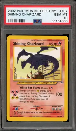 Pokemon Shining Charizard Neo Destiny Unlimited Holo Secret Rare #107 PSA 10 - Image 1
