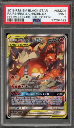 Pokemon Reshiram & Charizard GX Figure Coll. Full Art Promo SM201 PSA 9 - Image 1