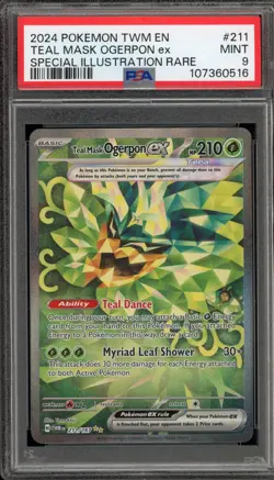Pokemon Teal Mask Ogerpon ex Twilight Masquerade SIR #211 PSA 9 Mint - Image 1