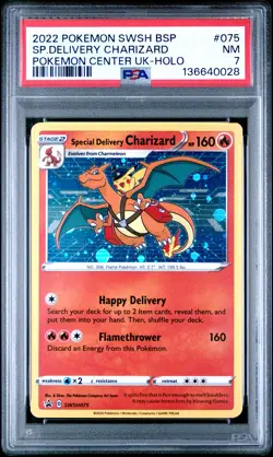 2022 POKEMON SWSH BLACK STAR PROMO #075 SPECIAL DELIVERY CHARIZARD-HOLO PSA 7 - Image 1