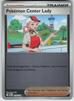 PO-03 Reverse Holo Pokemon Center Lady 123/132 Common ME01: Mega Evolution - Image 1