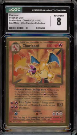 Pokemon Charizard Celebrations Ultra-Premium Coll. Gold Metal Promo #4 CGC 8 - Image 1