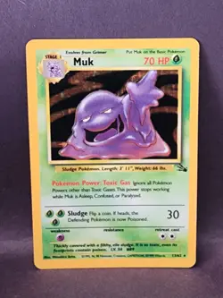 Muk 13/62 WOTC Fossil Unlimited Holo Rare Pokemon Card - Image 1