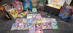 pokemon lot 1000+ cards including sealed packs, hits, dice, binder, etb holos - Image 1