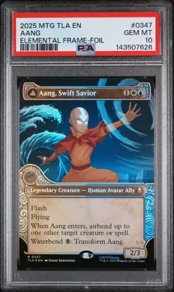 2025 MTG Avatar Aang, Swift Savior Elemental Frame Fiol #347 PSA 10 - Image 1