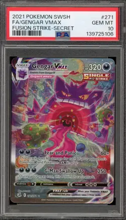 Pokemon Gengar VMAX Fusion Strike Secret Rare Full Alt Art #271 PSA 10 Gem Mint - Image 1