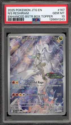 Pokemon N's Reshiram Journey Together Enhanced Bx. Topper #167 PSA 10 Gem Mint - Image 1