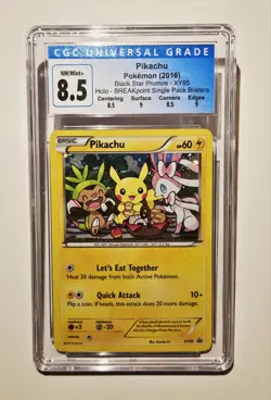 2016 POKEMON BLACK STAR PIKACHU HOLO PROMO XY Breakpoint #XY95 Graded CGC 8.5 - Image 1