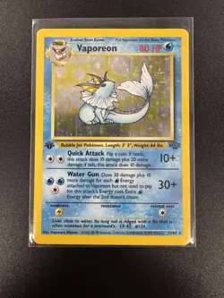 Vaporeon 12/64 Rare Jungle Holo 1st Edition Pokemon - Image 1