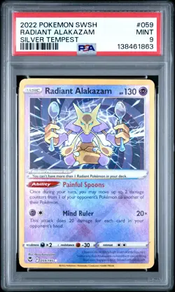 PSA 9 Radiant Alakazam 059/195 Pokemon Silver Tempest - Image 1