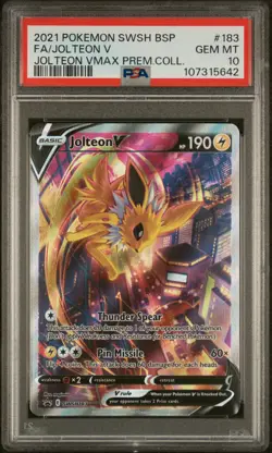 2021 Pokemon Jolteon V Full Art #183 GEM MT PSA 10 Jolteon Vmax Prem. Coll. BSP - Image 1
