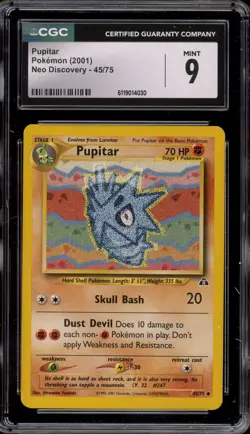 Pokemon Pupitar Neo Discovery Unlimited #45 CGC 9 Mint - Image 1