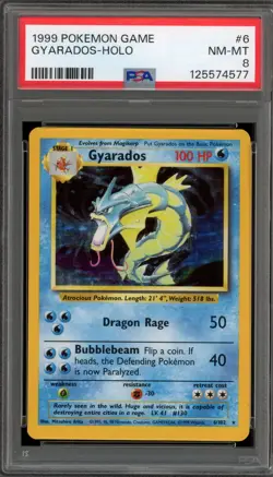 Pokemon Gyarados Base Set Unlimited Holo Rare #6 PSA 8 - Image 1