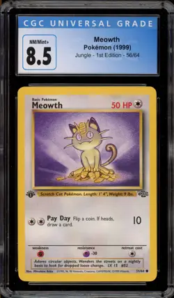 Pokemon Meowth Jungle 1st Edition #56 CGC 8.5 - Image 1