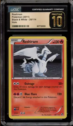 Pokemon Reshiram Black & White Holo Rare #26 CGC 10 Pristine - Image 1