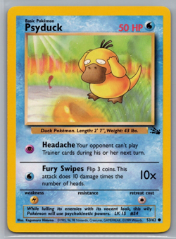 Psyduck Fossil 53/62 Regular Unlimited Common Pokemon TCG WOTC 1999 NM LP - Image 1