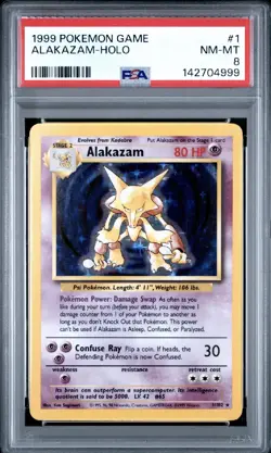 Alakazam Pokemon Base Set Unlimited Holo #1 PSA 8 - Image 1