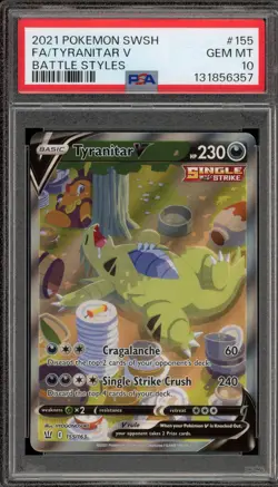 Pokemon Tyranitar V Battle Styles Full Alt Art #155 PSA 10 Gem Mint - Image 1