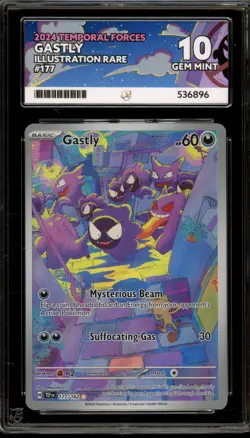 Pokemon Gastly Temporal Forces Illustration Rare #177 ACE 10 Gem Mint - Image 1