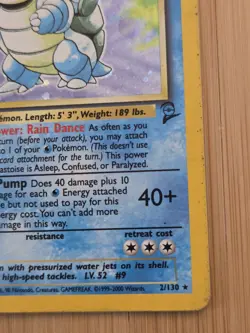 Blastoise Holo Rare 2/130 Pokemon Base Set 2 Vintage WOTC 1999 MP - Image 5