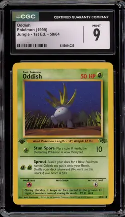 Pokemon Oddish Jungle 1st Edition #58 CGC 9 Mint - Image 1
