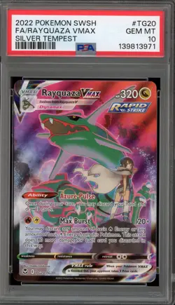 Pokemon Rayquaza VMAX Silver Tempest Trainer Gallery Full Art #TG20 PSA 10 - Image 1