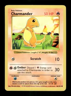 Pokemon Charmander Common Base Set (Shadowless) 046/102 LP - Image 1