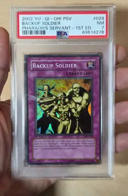 Backup Soldier 2002 PSA 7 NM PSV-028 1st Edition Super Rare Yugioh Pharaohs Serv - Image 1